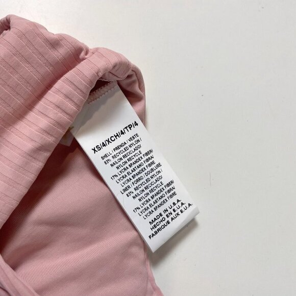 Vitamin A Lou Front Bow Ribbed Triangle Bikini Top Pink XS Swimwear Beach NWT - Picture 4 of 7